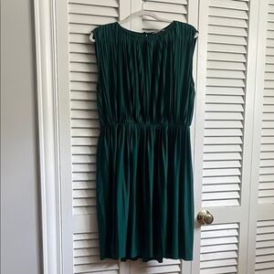 H&M Dark Green Gathered Midi Dress